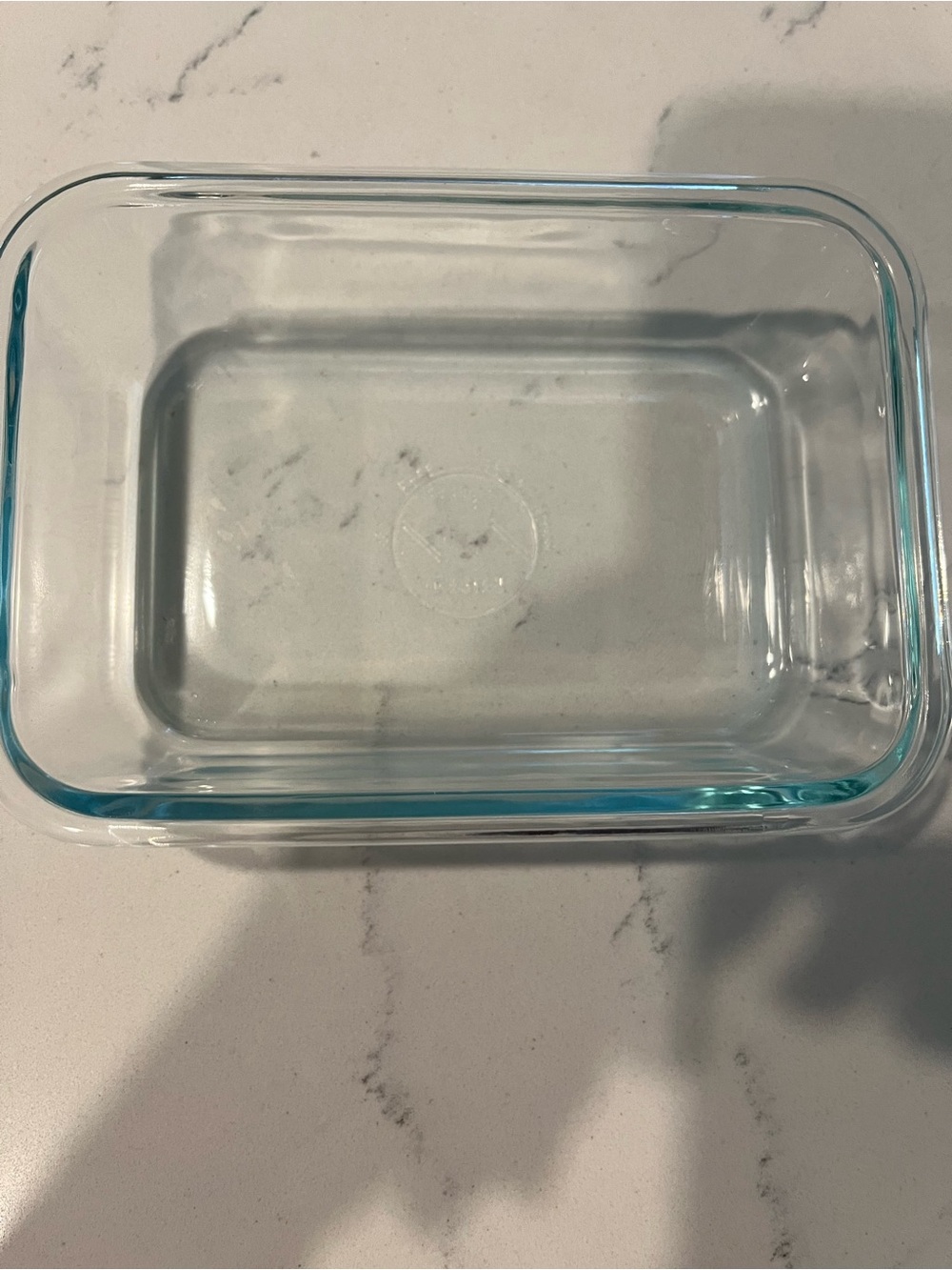 Pyrex Clear Glass Container with Light Blue Rim